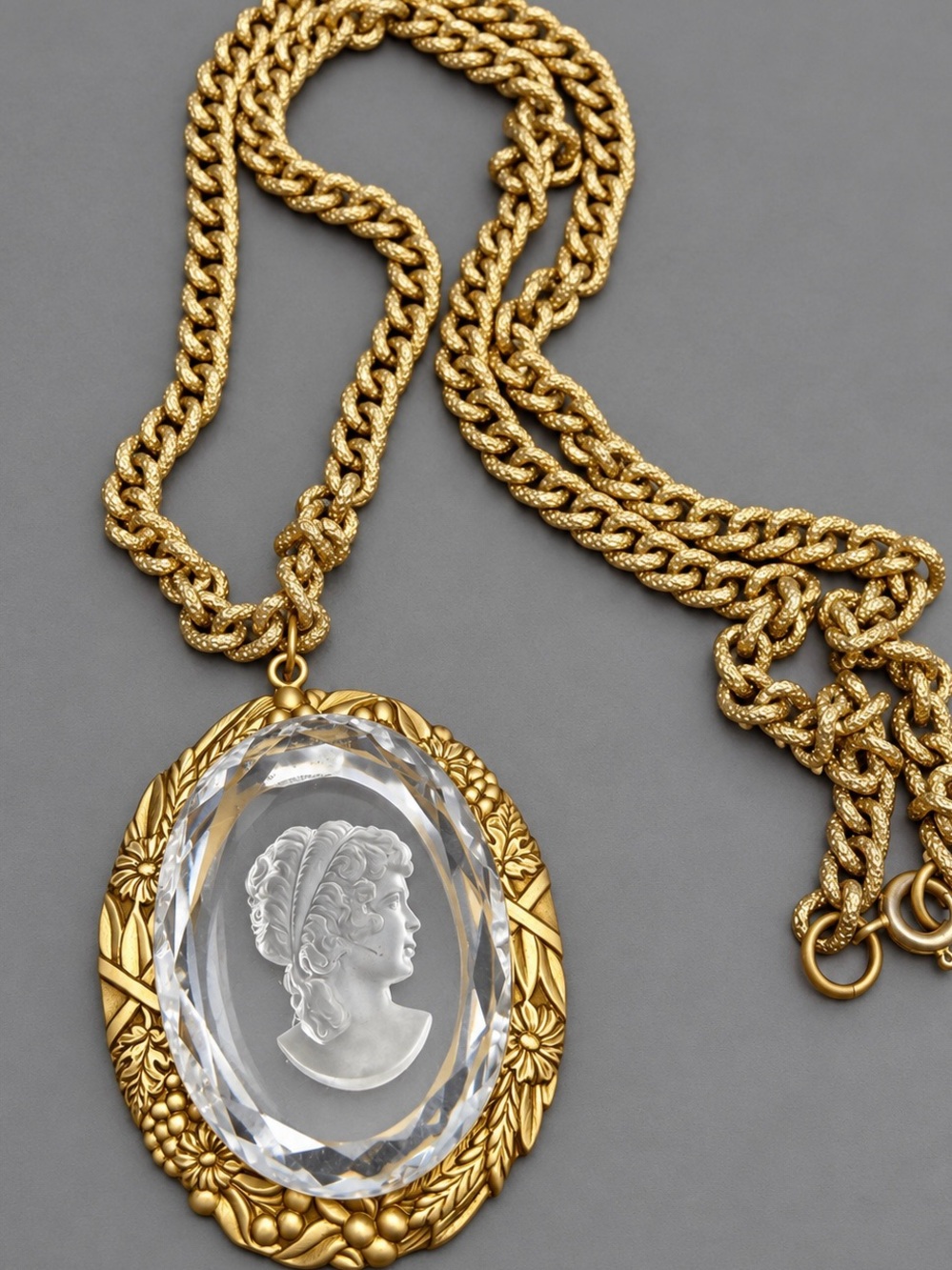 Vintage Intaglio Cameo Pendant Necklace